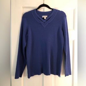 Kim Rogers women’s XL V- neck detailed sweater royal blue gently preowned.
